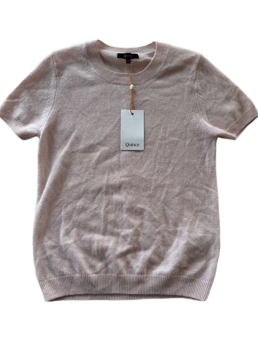 Quince Mongolian Cashmere Tee Womens XS Minimal Pink Short Sleeve Crewneck NWT